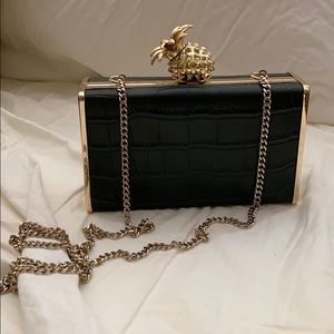 Croc Embossed Emerald Green Pineapple Clutch